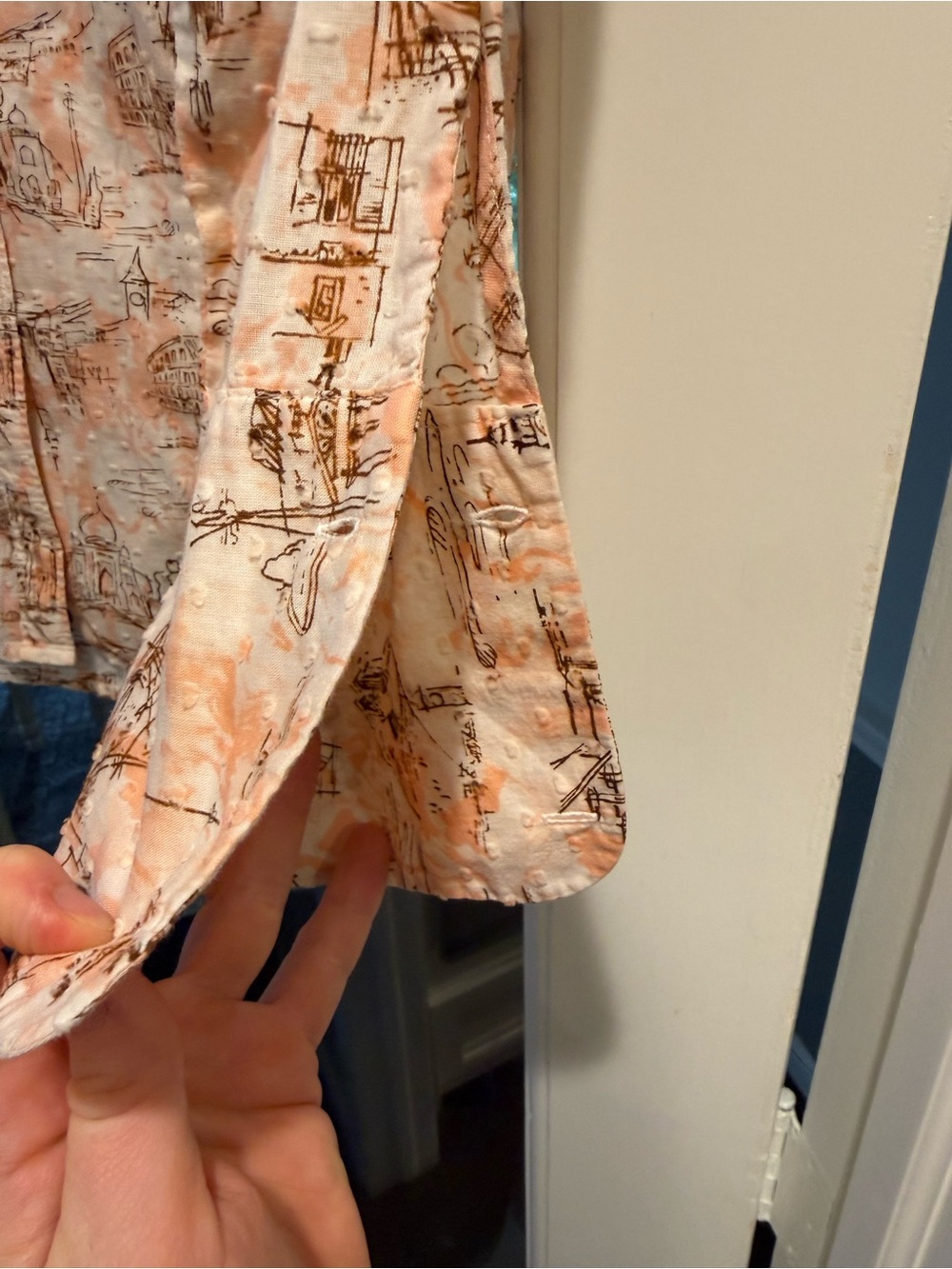 Odille Peach Printed Button-Down Shirt - Picture 7 of 7